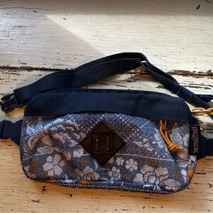 Blue Yellow Gold Floral Jansport waist bag fanny pack